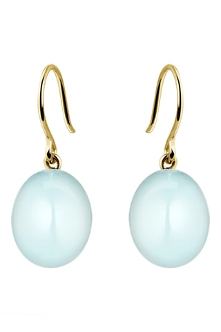 Boucles d'oreilles - Or jaune - Calcédoines aqua