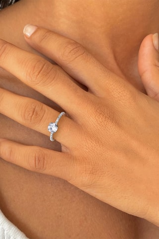 Bague - Or blanc, diamants et topaze