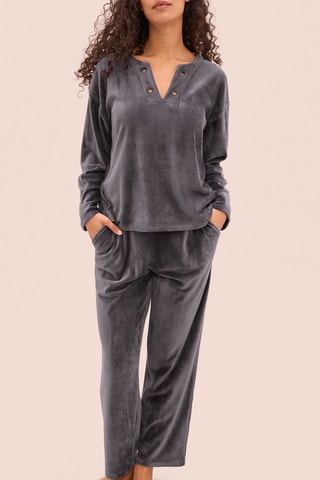 Velours Pyjamashirt Byron - Donkergrijs