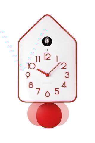 Horloge murale Home - 37 x 9,8 x 18,8 cm - Blanc et rouge