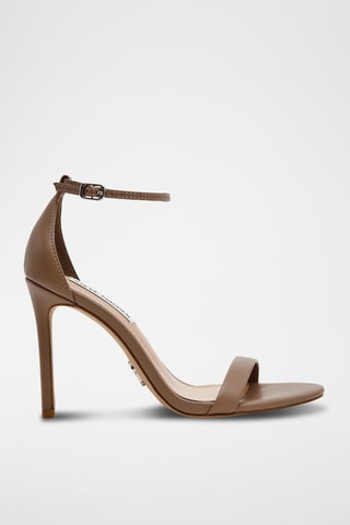 Sandalias de piel de tacón Tecy - Topo