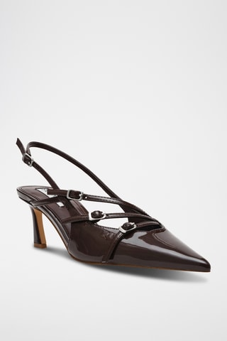 Zapatos con brillo de tacón Liana - Marrón oscuro