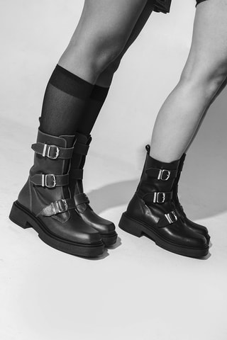 Botines de piel Clipper - Negro