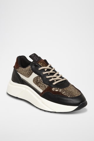 Zapatillas de piel con plataforma Starlyn - Negro