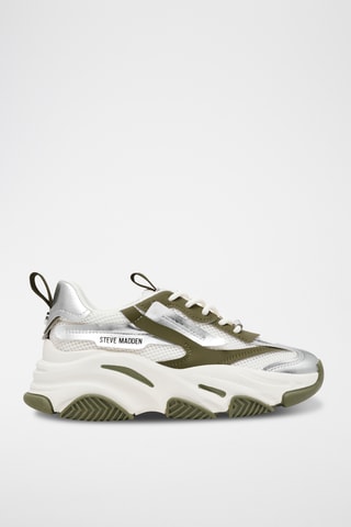 Zapatillas con plataforma Possession-E - Verde oliva y plateado