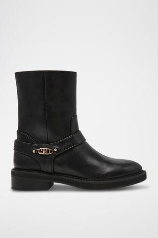 Botines de piel Loophole - Negro y dorado