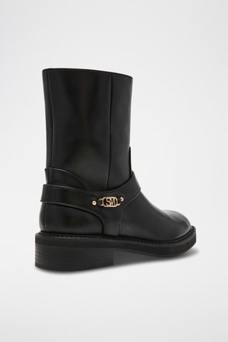 Botines de piel Loophole - Negro y dorado