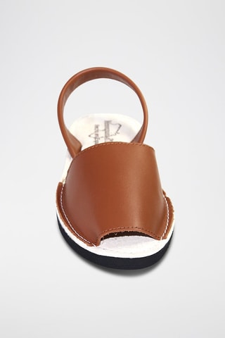 Sandálias Avarca com cunha de couro - Castanho