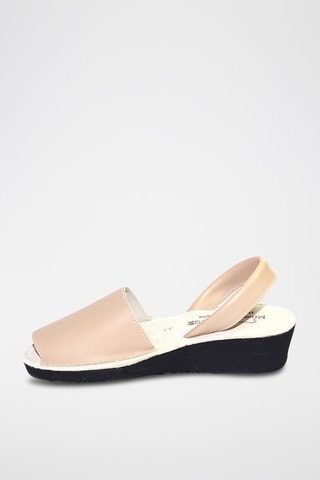 Sandálias Avarca com cunha de couro - Bege