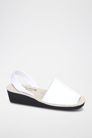 Sandálias Avarca com cunha de couro - Branco
