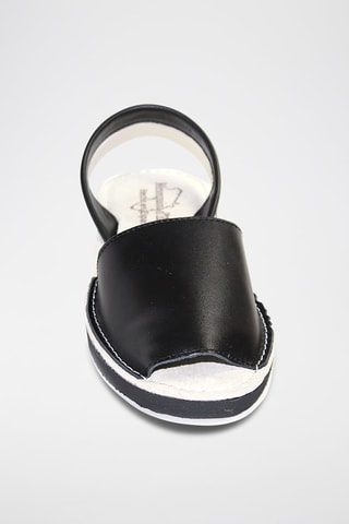 Sandálias Avarca com cunha de couro - Preto