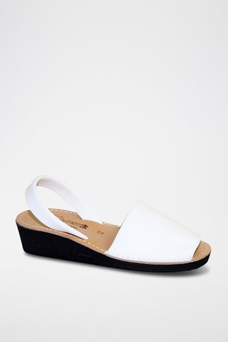 Sandálias Avarca com cunha de couro - Branco