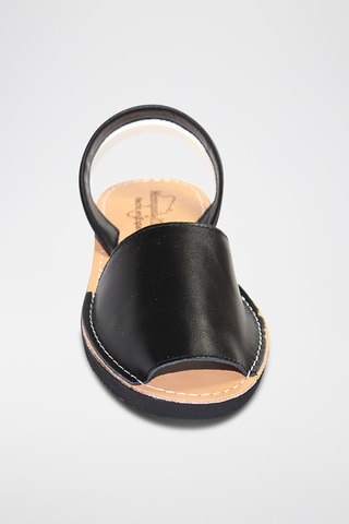 Sandálias Avarca com cunha de couro - Preto