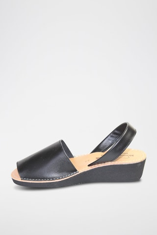 Sandálias Avarca com cunha de couro - Preto