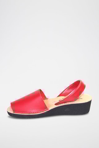 Sandálias Avarca com cunha de couro - Vermelho