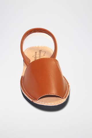 Sandálias Avarca com cunha de couro - Castanho