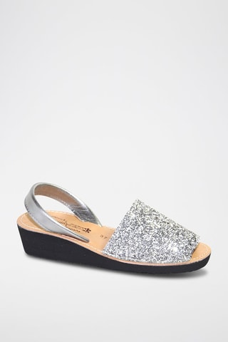 Sandálias Avarca com cunha - Prateado