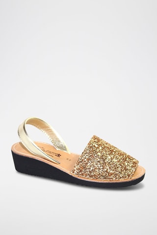 Sandálias Avarca com cunha - Dourado