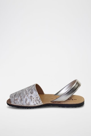 Sandálias Avarca de couro - Prateado