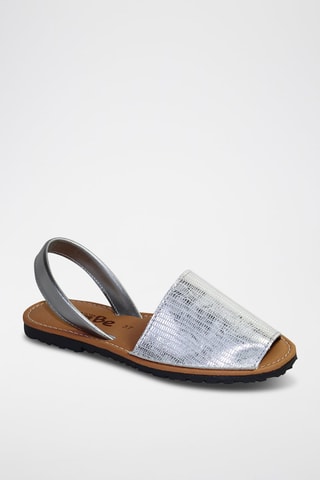 Sandálias Avarca de couro - Prateado