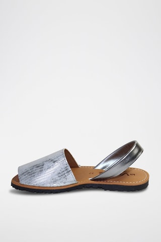 Sandálias Avarca de couro - Prateado