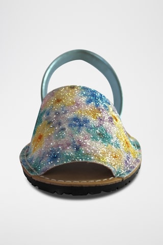 Sandálias menorquinas em couro - Azul e amarelo