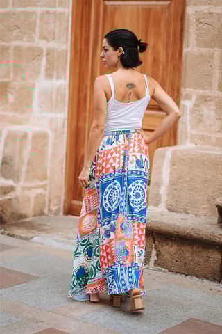 Lange Rok - Rood, blauw en groen