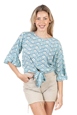 Blouse - Wit en blauw