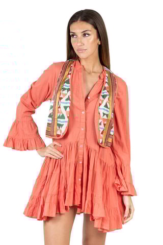 Jurk met Ruches - Oranje