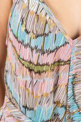 Robe longue - Bleu et rose