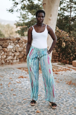 Palazzobroek - Blauw en roze