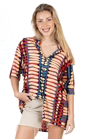 Blouse - Blauw en rood