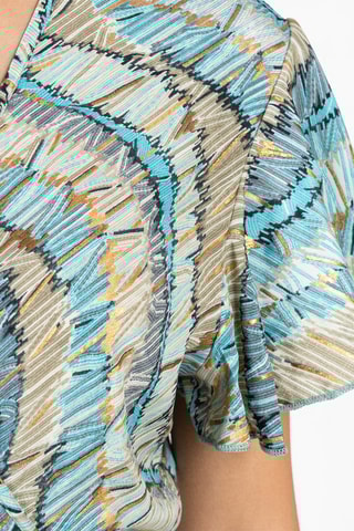 Robe portefeuille - Beige et bleu