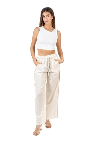 Broek met Hoge Taille - Ecru