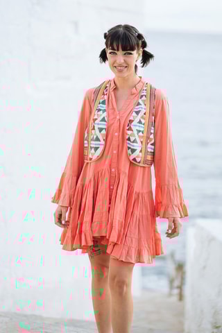 Jurk met Ruches - Oranje