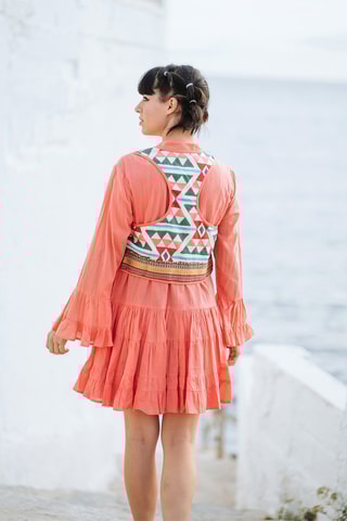 Jurk met Ruches - Oranje