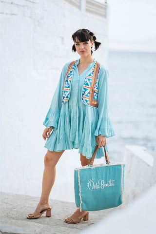 Jurk met Ruches - Blauw