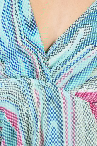 Lange Jurk - Blauw en roze