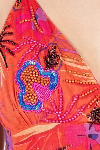 Lange Jurk - Rood, blauw en oranje