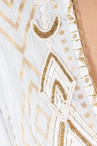 Jurk met Ruches - Wit en bruin