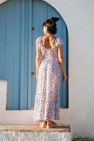 Lange Jurk - Wit en blauw