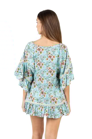 Jurk met Ruches - Blauw en oranje