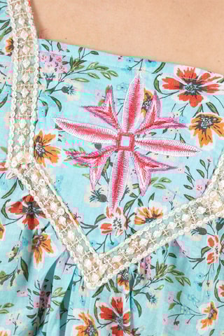 Jurk met Ruches - Blauw en oranje