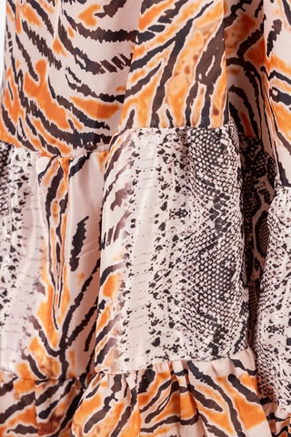 Jurk met Ruches - Zwart en oranje