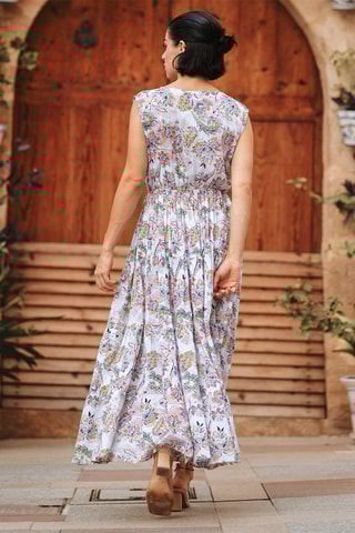 Lange Jurk - Wit, rood en geel