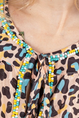 Lange Jurk - Blauw en bruin