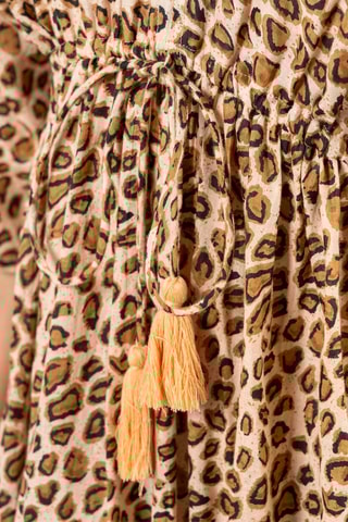 Lange Jurk - Zwart, beige en bruin