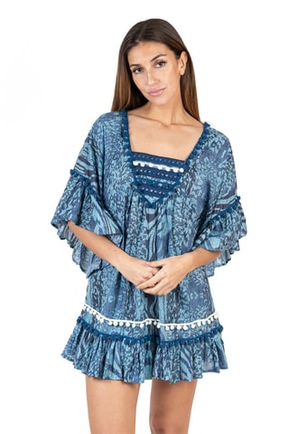 Jurk met Ruches - Blauw