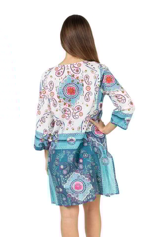 Jurk - Blauw en roze