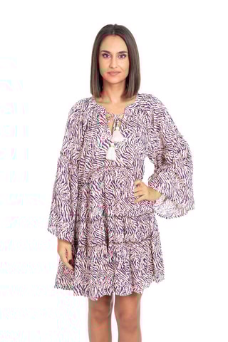 Trapezium Jurk - Multicolor